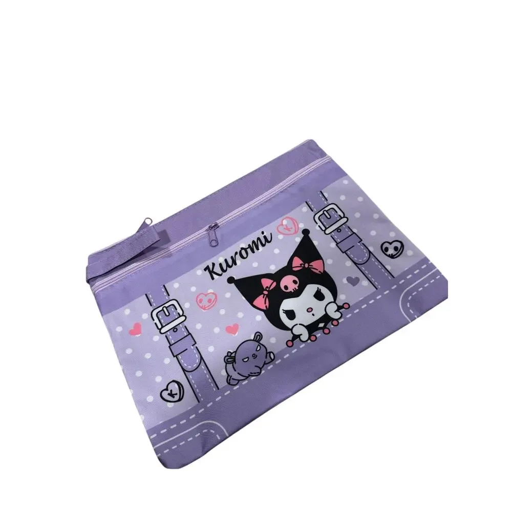 Kuromi Sanrio canvas very sturdy documents/sheets folder with zippers and strap